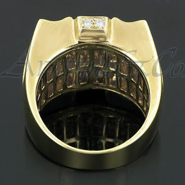 14K Solid Yellow Gold Mens Diamond Ring 3.87 Ctw